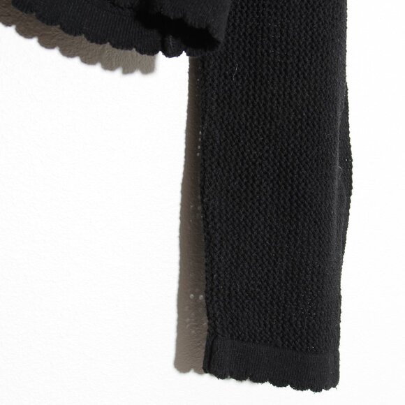 By Anthropologie Sheer Lace Bias-Cut Cardigan Sweater Asymmetrical Floral Black - Picture 13 of 16